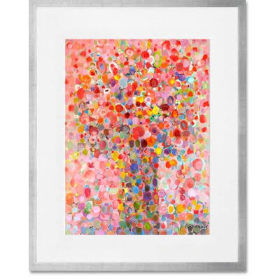 &Floral Bouquet Pink& Framed Acrylic Painting Print on Canvas Latitude Run Format: Silver